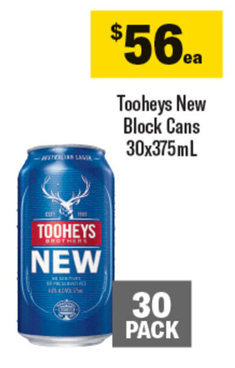 Coles Tooheys New Block Cans 30x375mL offer