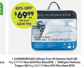 Harris Scarfe Gainsborough allergy free all seasons quilt offer