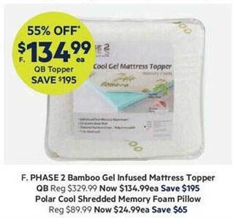 Phase 2 bamboo gel infused mattress topper