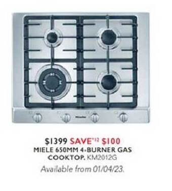Harvey Norman Miele 650mm 4-burner gas cooktop offer