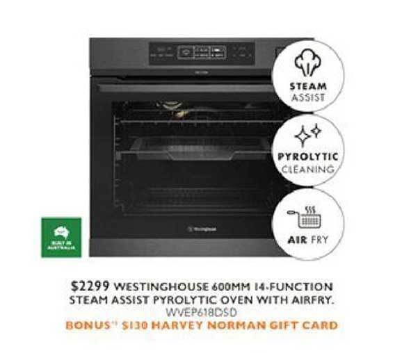 Westinghouse 600mm 14function steam assist pyrolytic oven with airfry