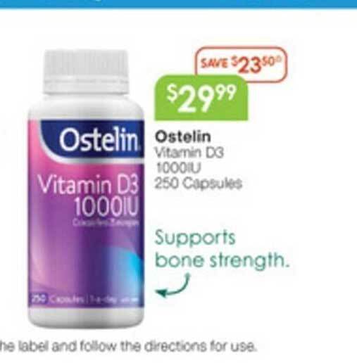 Ostelin vitamin d3 1000iu 250 capsules offer at National Pharmacies
