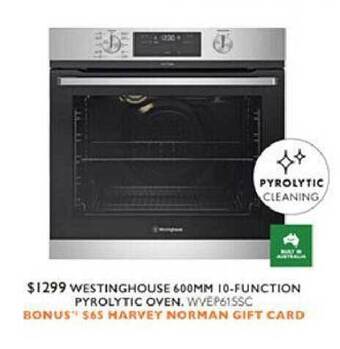 Harvey Norman Westinghouse 600mm 10-function pyrolytic oven offer