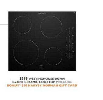 Harvey Norman Westinghouse 600mm 4-zone ceramic cooktop offer