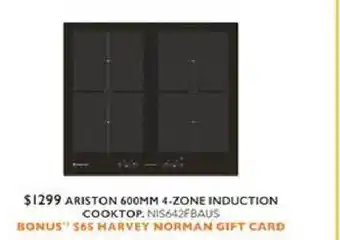 Harvey Norman Ariston 600mm 4-zone induction cooktop offer