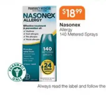 Nasonex allergy 140 metered sprays