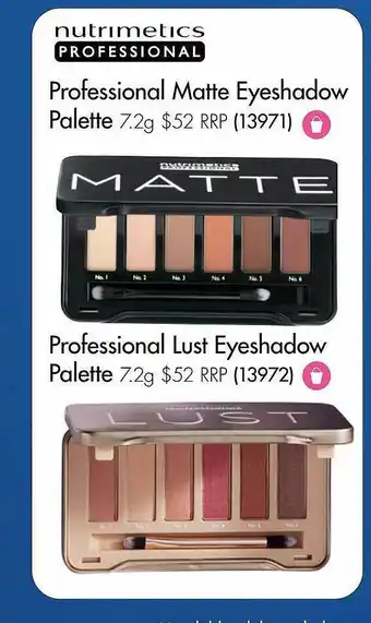 Nutrimetics professional matte eyeshadow palette, nutrimetics professional lust eyeshadow palette