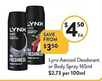 Lynx aerosol deodorant or body spray