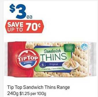 Foodland Tip top sandwich thins range offer