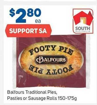 Balfours traditional pies, pasties or sausage rolls
