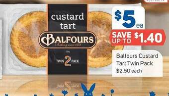 Foodland Balfours custard tart twin pack offer