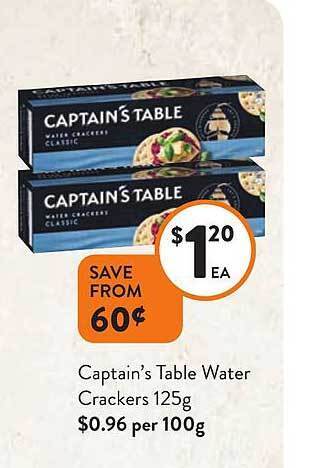 Foodworks Captain's table water crackers offer