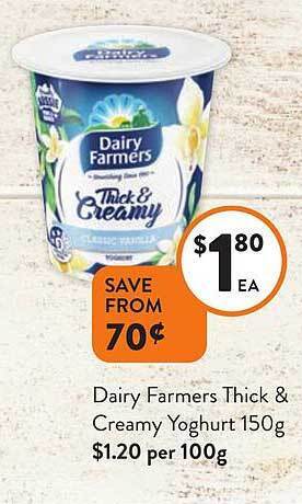 Foodworks Dairy farmers thick & creamy yoghurt offer