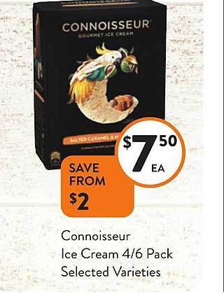 Foodworks Connoisseur ice cream 4-6 pack offer