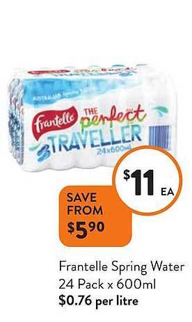 Foodworks Frantelle spring water 24 pack offer