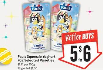 IGA Pauls squeezie yoghurt offer