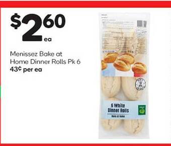Woolworths Menissez bake at home dinner rolls offer