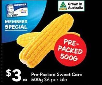 Ritchies Pre-packed sweet corn offer