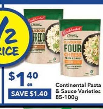 Continental pasta & sauce varieties