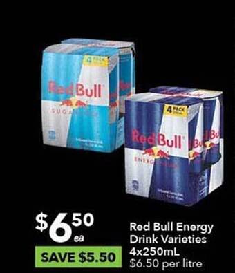 Ritchies Red bull energy drink varieties offer