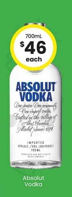 The Bottle O Absolut vodka offer