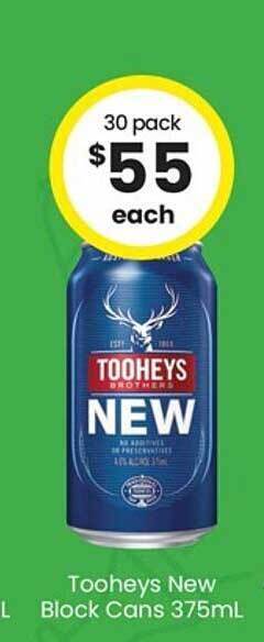 The Bottle O Tooheys new block cans offer