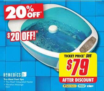 The Good Guys Homedics tru-heat foot spa offer