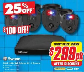 The Good Guys Swann 64gb 1080p dvr enforcer kit - 4 camera offer