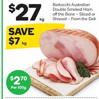 Woolworths Bertocchi australian double smoked ham off the bone offer