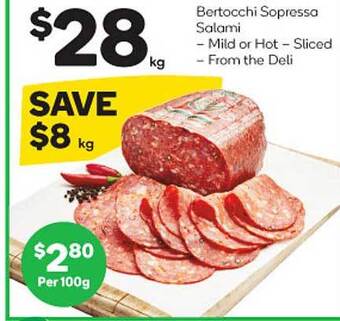 Woolworths Bertocchi sopressa salami offer