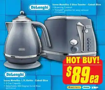 The Good Guys Delonghi icona metallics 1.7l kettle - cobalt blue offer