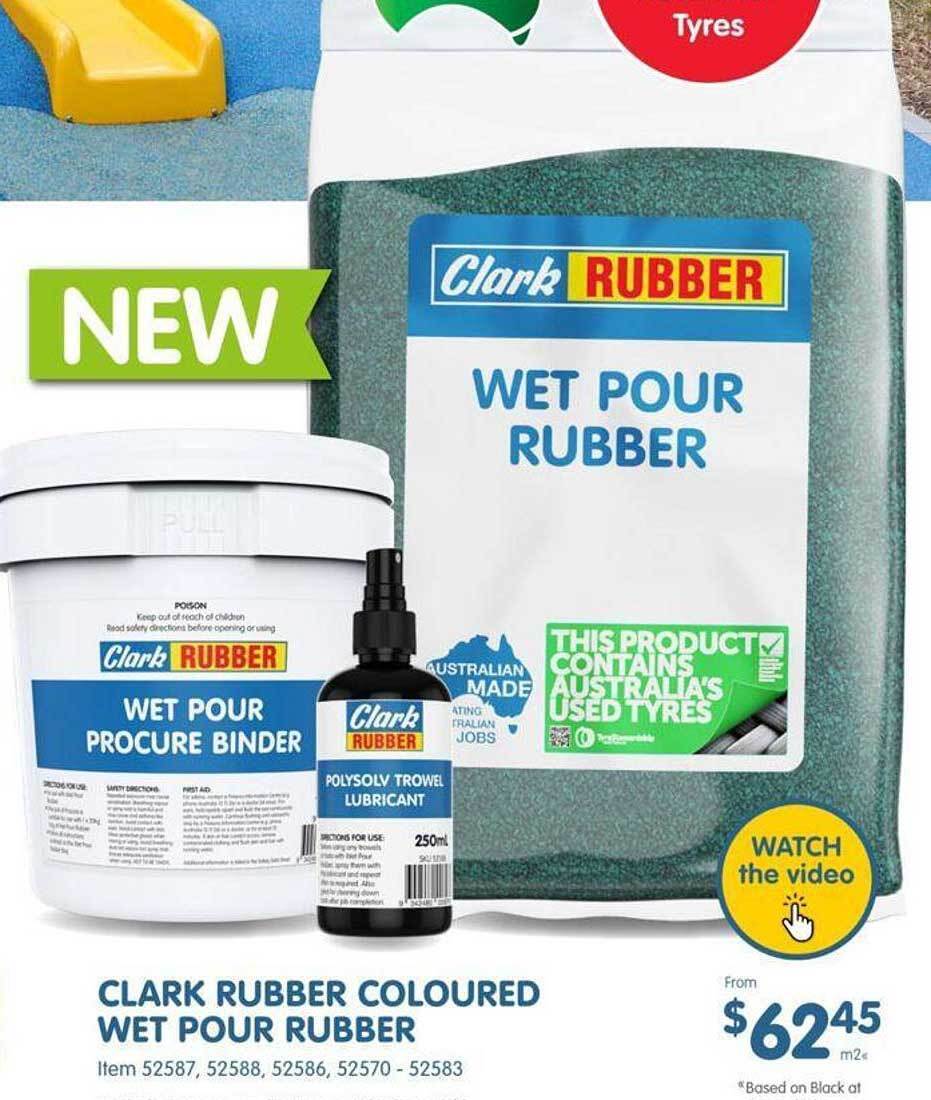Clark rubber coloured wet pour rubber offer at Clark Rubber