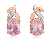 Shiels 9ct Rose Gold Created Peach Sapphire & Diamond Studs offer