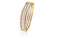 Shiels 9ct Yellow Gold, White Gold & Rose Gold Bangle offer