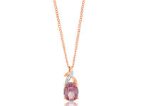 Shiels 9ct Rose Gold Created Peach Sapphire & Diamond Pendant offer