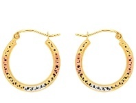 Shiels 9ct Yellow Gold, White Gold & Rose Gold Cut Out Hoop Earrings offer