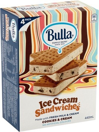 IGA Bulla ice cream sandwiches 4 pack selected varieties offer