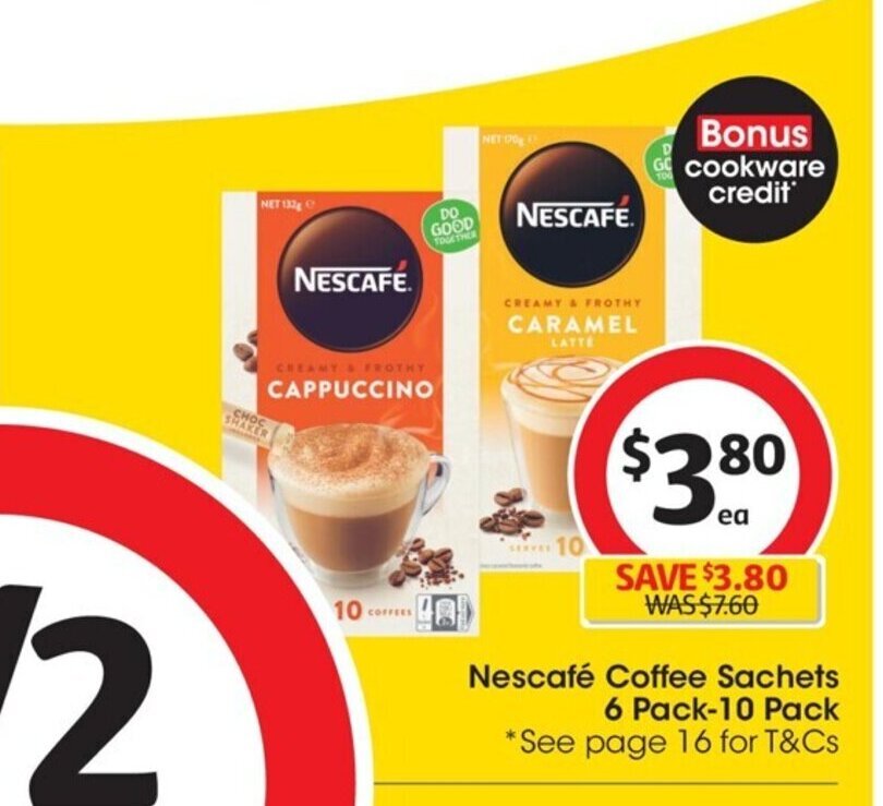 Nescafé Coffee Sachets 6 pack10 Pack offer at Coles