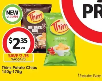 Coles Thins Potato Chips 150 g-175 g. offer