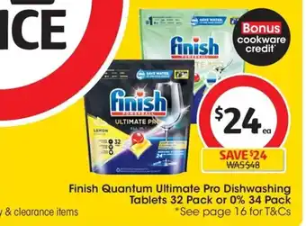 Coles Finish Quamtum Ultimate Pro Dishwashing Tablets 32 Pack or 0% 34 Pack offer