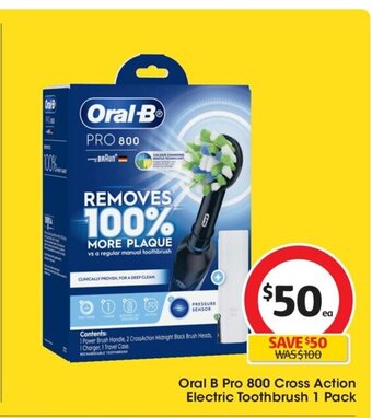 Coles Oral B Pro 800 Cross Action Electric Toothbrush 1 pack offer
