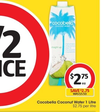 Coles Cocobella Coconut Water 1 Litre offer