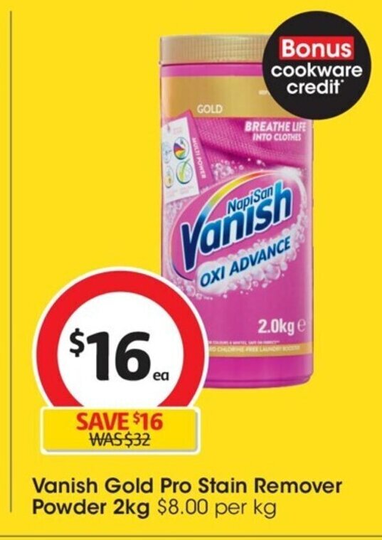 Vanish Gold Pro Stain Remover Powder 2kg offer at Coles