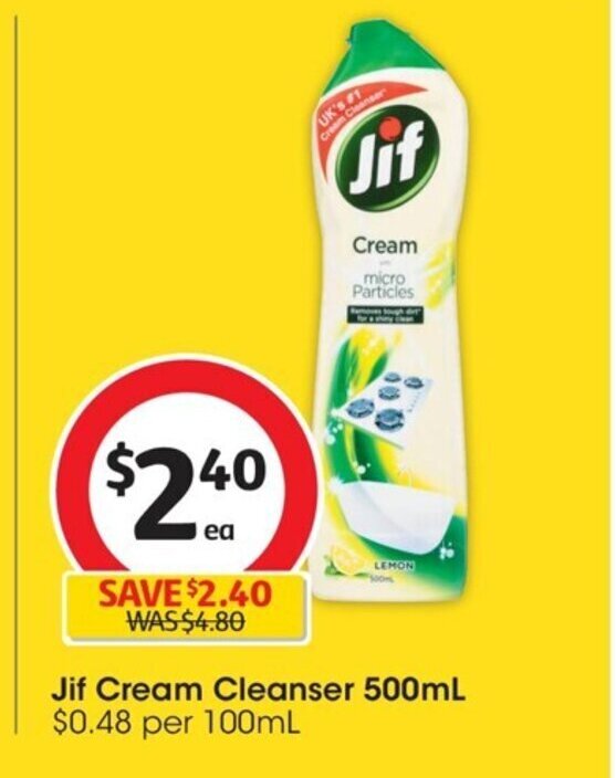 Jif Cream Cleanser 500 ml. offer at Coles
