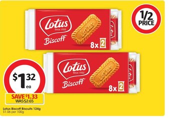 Coles Lotus Biscoff Biscuits 124g. offer