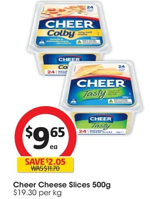Cheer Cheese Slices 500g offer at Coles