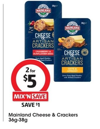 Coles Mainland Cheese & Crackers 36g-38g offer