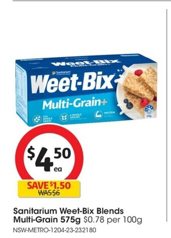 Coles Sanitarium Weet-Bix Blends Multi-Grain 575g offer
