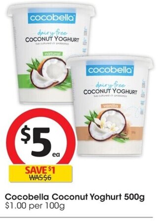 Coles Cocobella Coconut Yoghurt 500g offer
