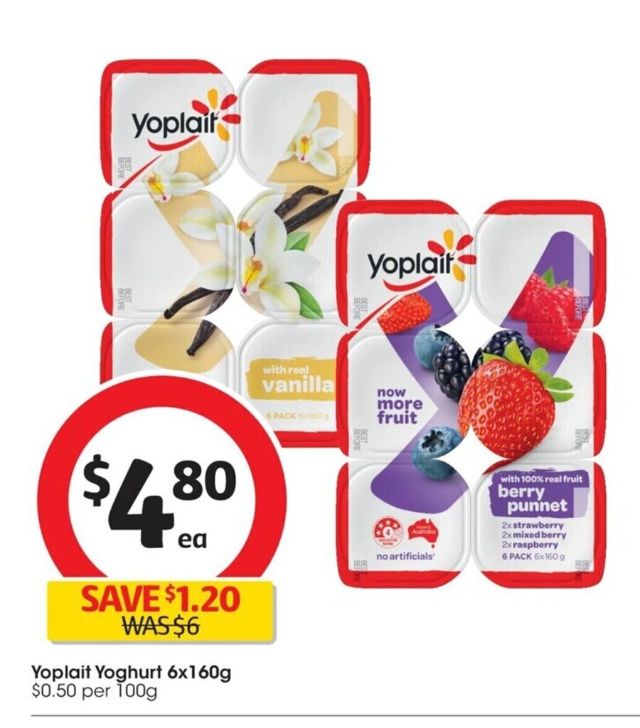 Yoplait Yoghurt 6 x160g offer at Coles